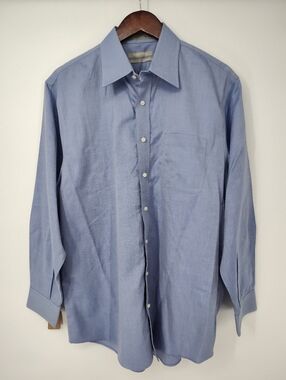 Nordstrom Mens Light Blue Men's Cotton Dress Shirt - Button Front Size 17 - 34